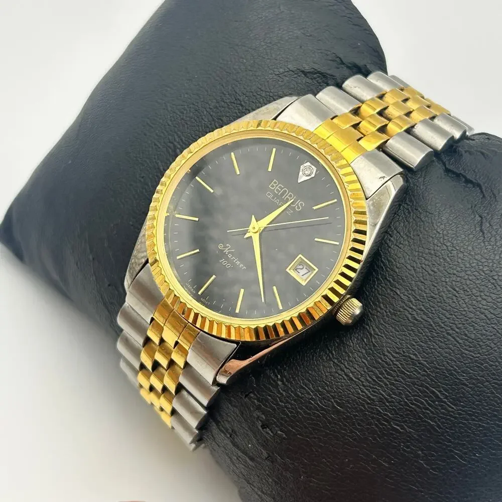 Vintage Benrus Diamond Quartz Mariner Watch Working New Battery